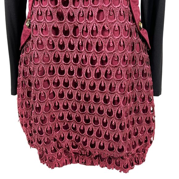 Milly New York Y2K Whimsigoth Dress Medium Burgundy Black Lace Overlay Beads - Picture 7 of 16